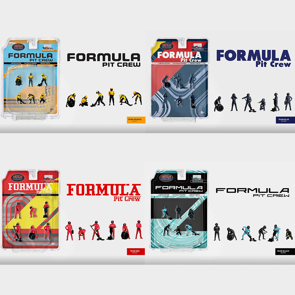 Model Kit F1 - อเมริกันไดโอรามา 1/64 ชุดฟิกเกอร์ทีมพิตครูว์ โมเดลรถไดแคสท์ ของขวัญที่สมบูรณ์แบบสำหรับนักสะสมและแฟนรถแข่ง F1